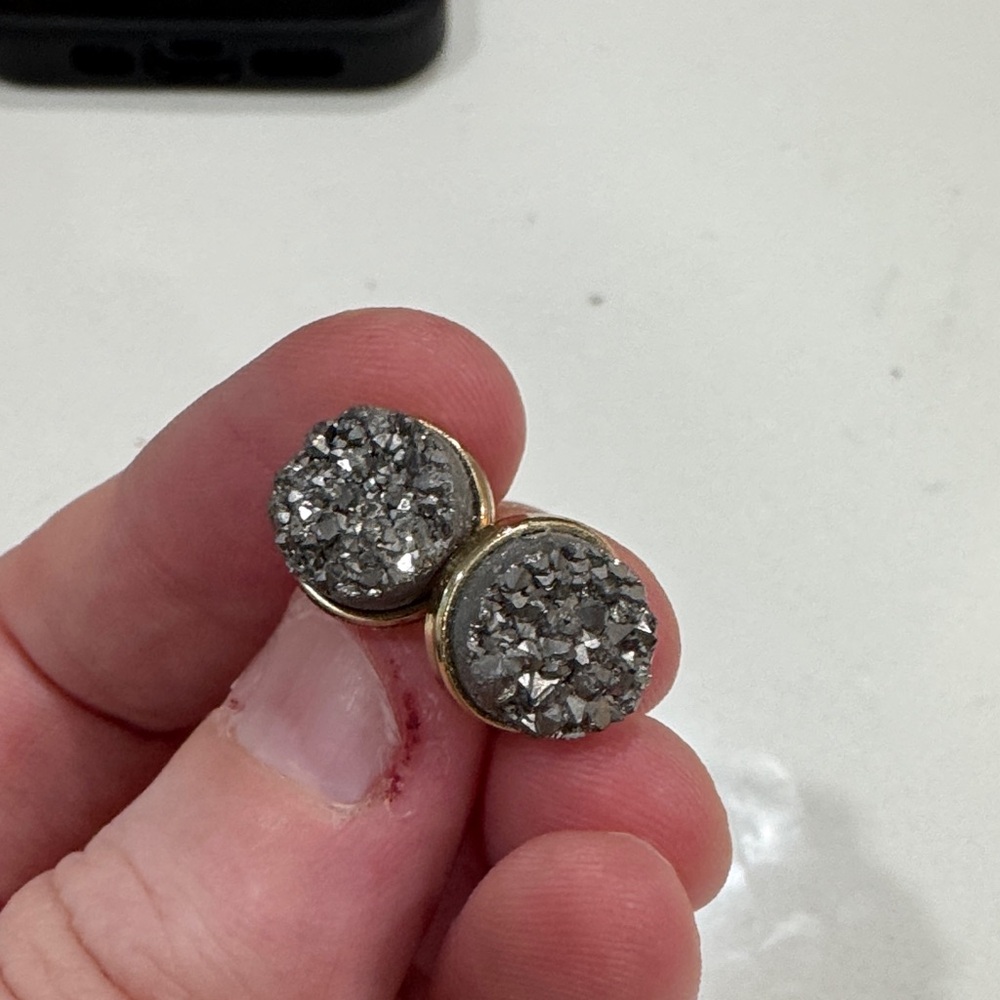 Gold and Silver Druzy Stud Earrings